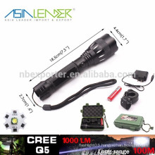 Q5 /5W-1200 Lumens, Rechargeable Tactical LED Torch
